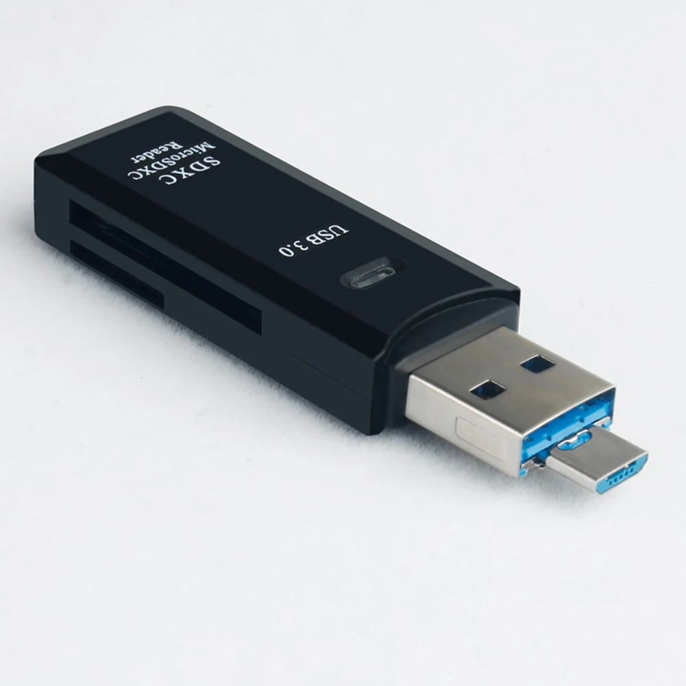 USB 3,0 SD кард-ридер адаптер высокоскоростной прочный для Micro SD SDXC TF и распродажа - Цвет: Черный