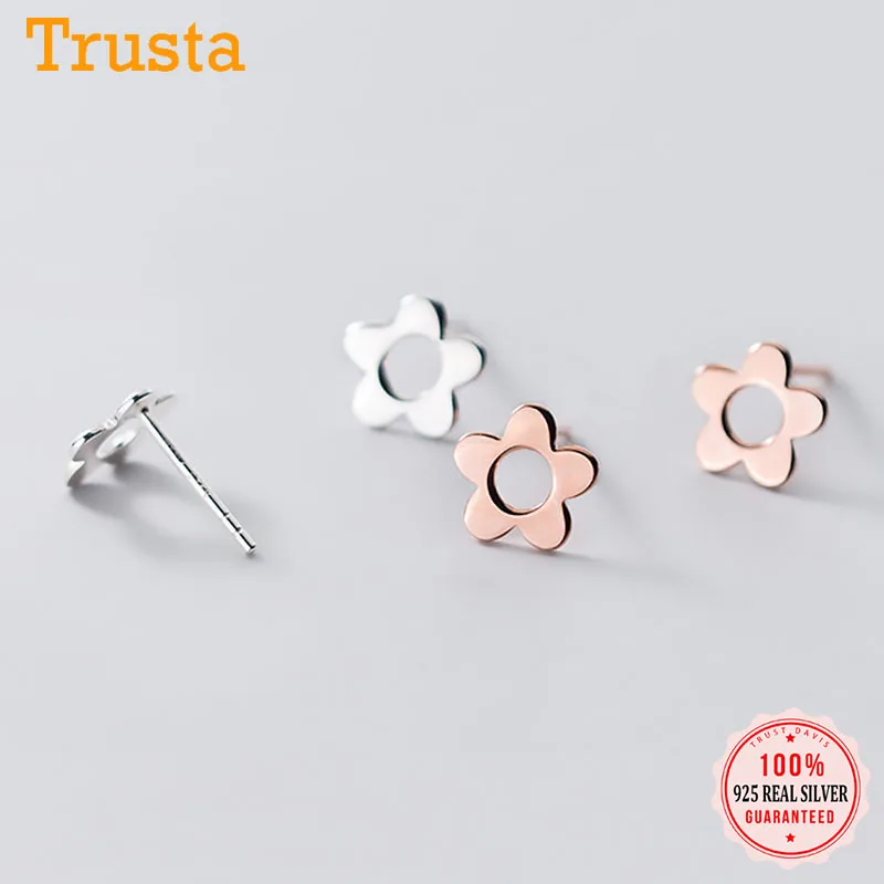 Trustdavis Настоящее серебро 925 пробы модные милые маленькие серьги гвоздики с