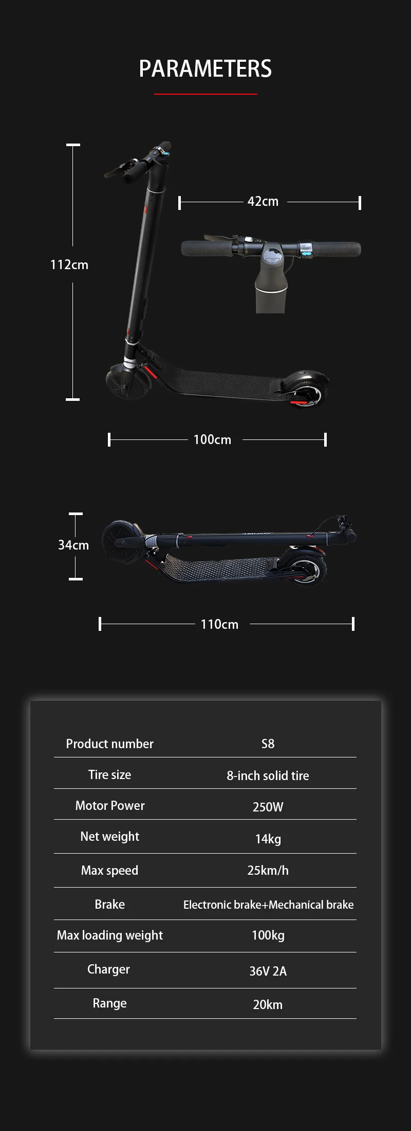 Хит CHICWAY S2 электрический самокат, складной, легкий, портативный, Двухколесный самокат, внешний аккумулятор, Xiaomi Обновлено 8 дюймов