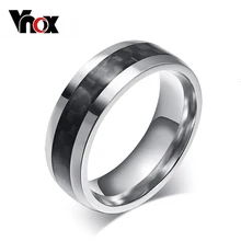 Vnox fashion men ring carbon fiber jewelry stainless steel rings for man classic christmas gifts