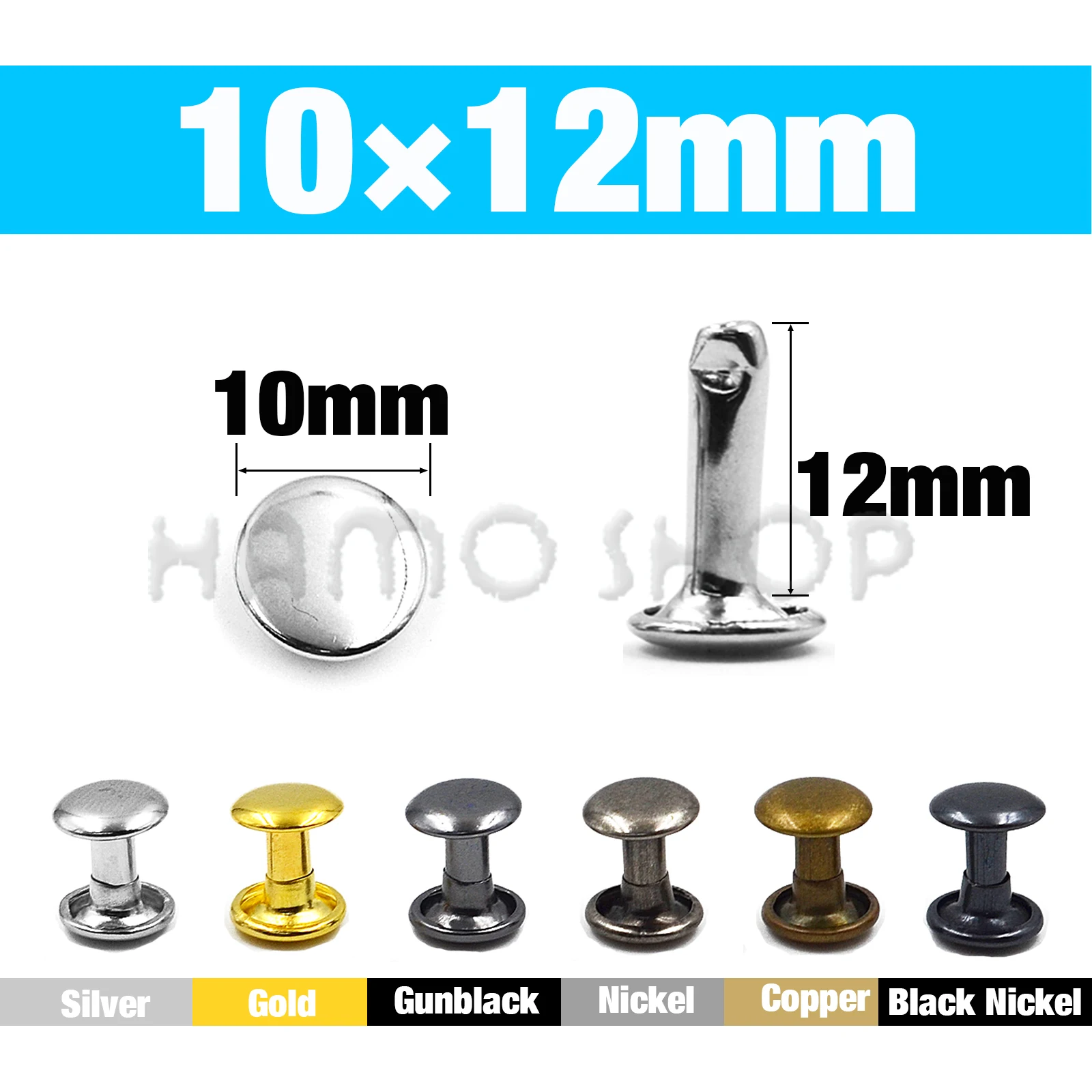 100 Sets Metal Double Cap Rivets for Leathercraft and Garment Accessories