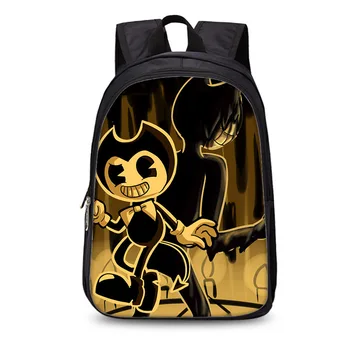 

New Hot 16 Inch Bendy and The Ink Machine Backpack Set for Children Pop Cartoon Printing School Bags Boys Girls Daily Bookbag