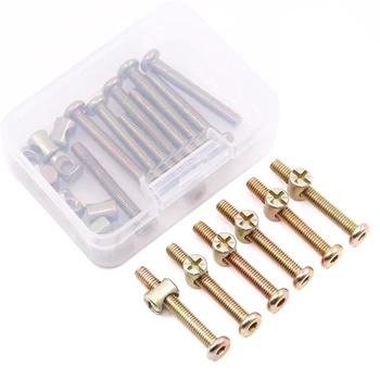 

M6 x 35mm Zinc Plated Hex Drive Socket Cap Furniture Barrel Screws Bolt Nuts Assortment Kit for Furniture Cots Beds Crib and Cha