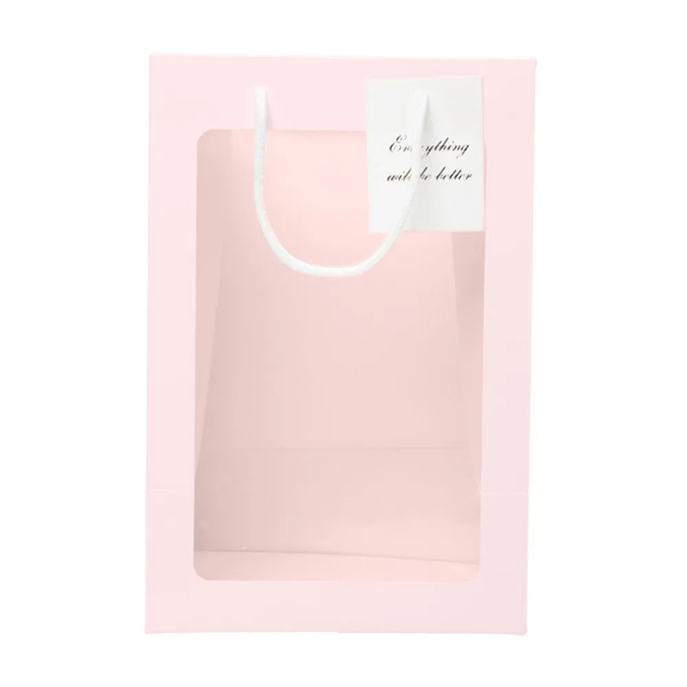 Window Tote Paper Gift Box Packaging Creative Christmas Gift Flower Bag Easel Gift Bag (16)