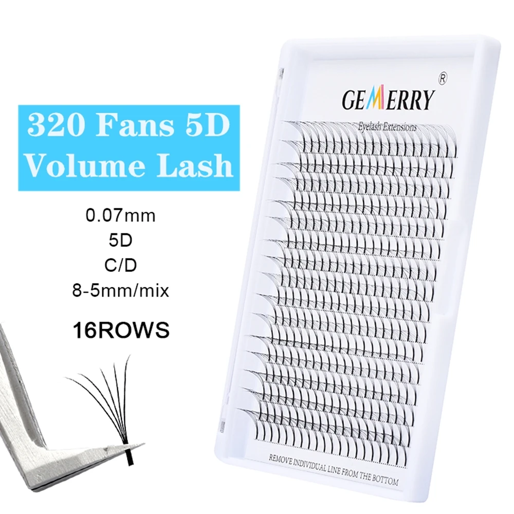 

GEMERRY Premade Volume Fans Lashes Large Boxs Eyelash Extension 16 Rows Russian Volume Fans Lashes 5D Mink Lashes Makeup Tools