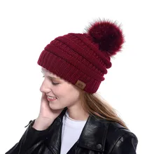 Брендовые зимние меховые шапки из лисьего меха, вязаные шапки, Женская Толстая теплая шапка куполообразная шапка, Женский вязаный капот, Шапка-бини, s, уличная