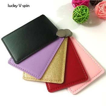 

Portable Mini Shatter Proof Card Style Pocket Cosmetic Mirror PU Leather Cover Stainless Steel Unbreakable Makeup Mirror Card