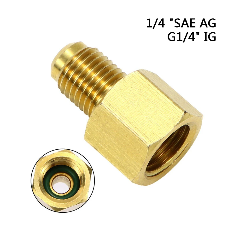 1pc 1/4 SAE AG To G1/4 IG Air Conditioner Connector Adapter Nitrogen Coupler 