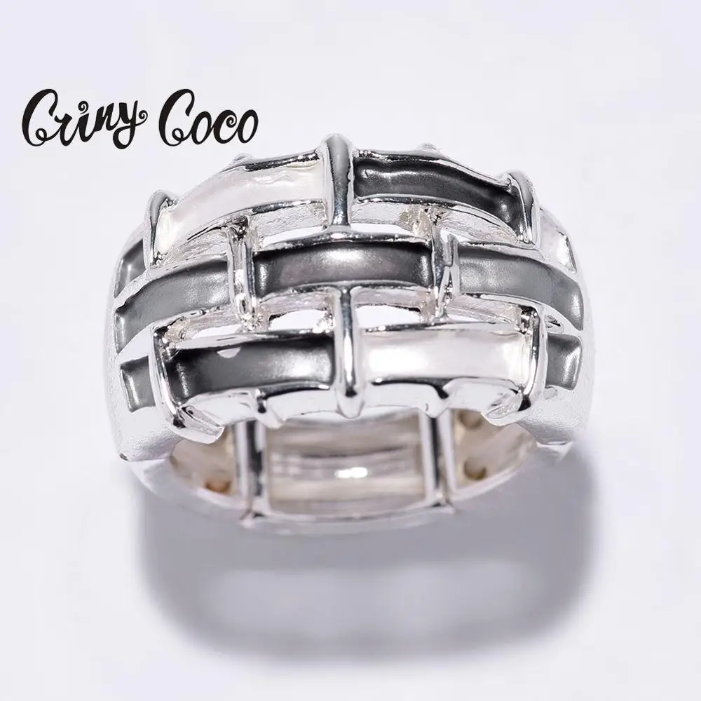 Женское эмалированное кольцо Cring Coco регулируемое серебряного цвета с