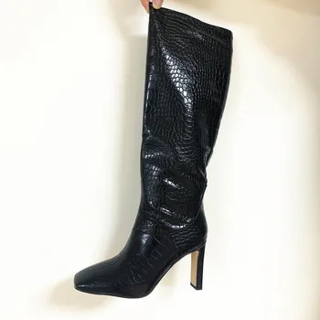 

Plus Size 34-43 Knee High Boots Women New Design Fur Warm Winter Shoes Women Fashion High Heel Botas Woman Footwear