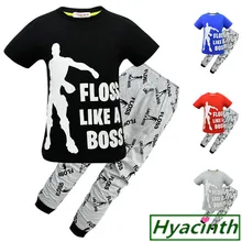 Рождественская хлопковая Футболка для мальчиков+ штаны, комплекты, детская бейсбольная спортивная одежда, костюм для девочек fortnight Ps4, детская одежда для мальчиков