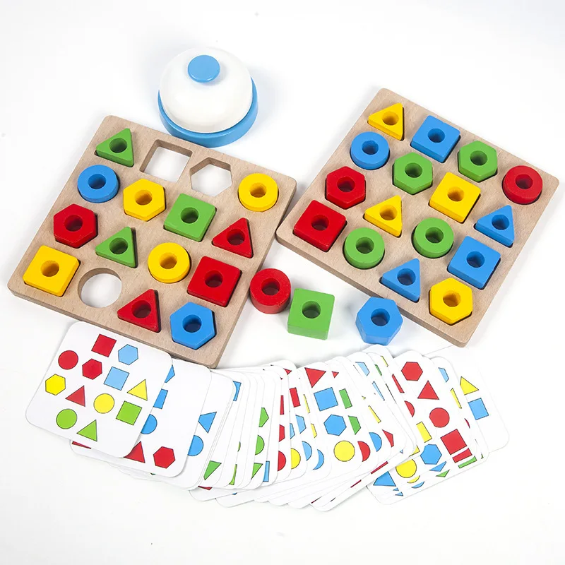 

Wooden Shape Match Board Games Kids Toys Montessori Materials Educational Toys For Children Funny Geometry Learning Toys