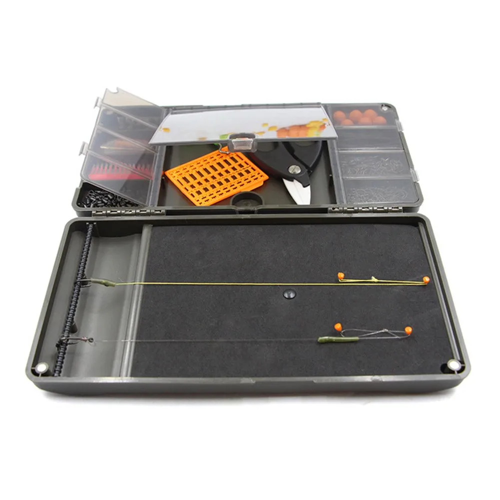 

1*Multi-purpose Fishing Rig Board Box Terminal Tackle System Carp Swivels Bait Hook Storage Case Fishing Tackle Tools
