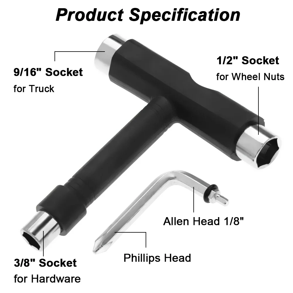 1PC T-Typ Allen Schlüssel L-Typ Phillips Kopf Schlüssel Schraubendreher Skateboard Alle In Einem Multi-funktionale T/Y Skate Werkzeuge Zubehör – Detail 2