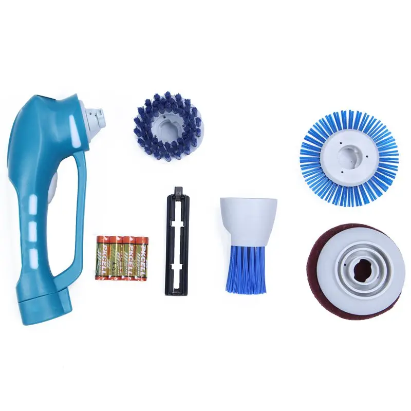 HLZS-Portable Handheld Household Scrub Brush Set Electric Powerful Scrubber Brush for Kitchen Bathroom