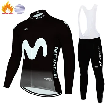 Movistar-maillot térmico de lana para ciclismo, ropa de montaña, pantalones, maillot de ciclismo para invierno, 2020