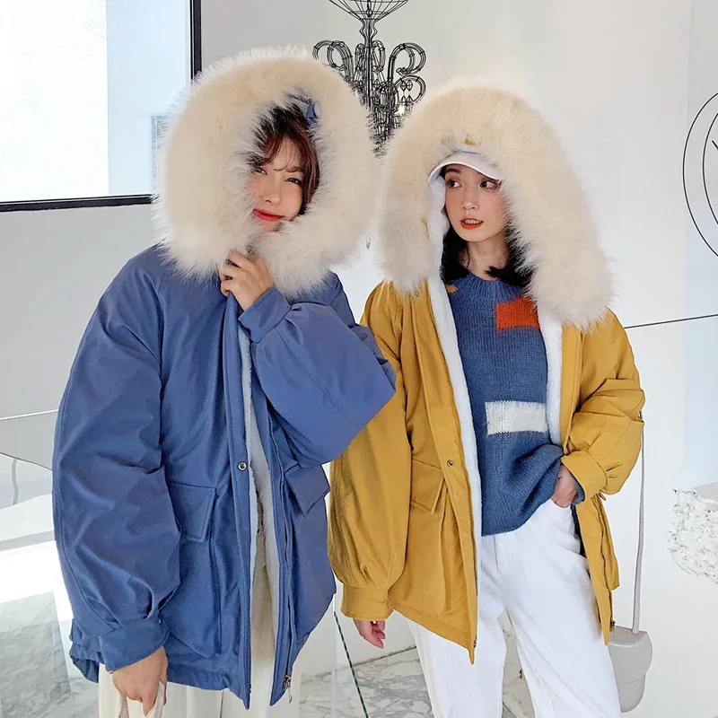 

2019 Best Friend down Jacket Women Coat Winter down Coat BF Students Lambs Wool Cotton Coat INS Fashion