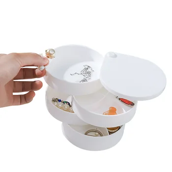 

4 Layer Jewelry Storage Box 360° Rotation Jewelry Organizer Holder Rings Earrings Necklaces Storage Case Jewelry Display Box