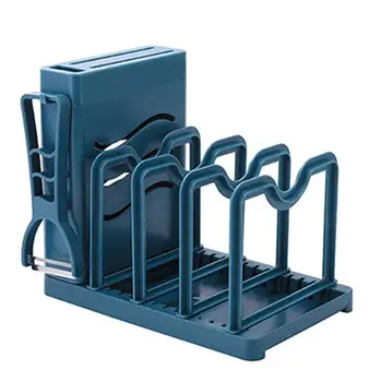 

Multi-function Pan And Lid Rack Cuterly Storage Rack Cutting Board Drain Holder Bakeware Organizer Kitchen Cabinet