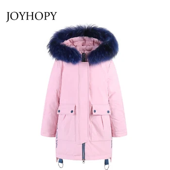 

New 2019 Fashion Children Winter Jacket Girl Winter Coat Kids Warm Thick Fur Collar Hooded long down Coats For Teenage Girl