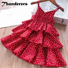 Thunderers/летнее платье принцессы для девочек; модное пляжное платье в горошек без рукавов для девочек; праздничные платья; коллекция года; повседневная одежда для малышей