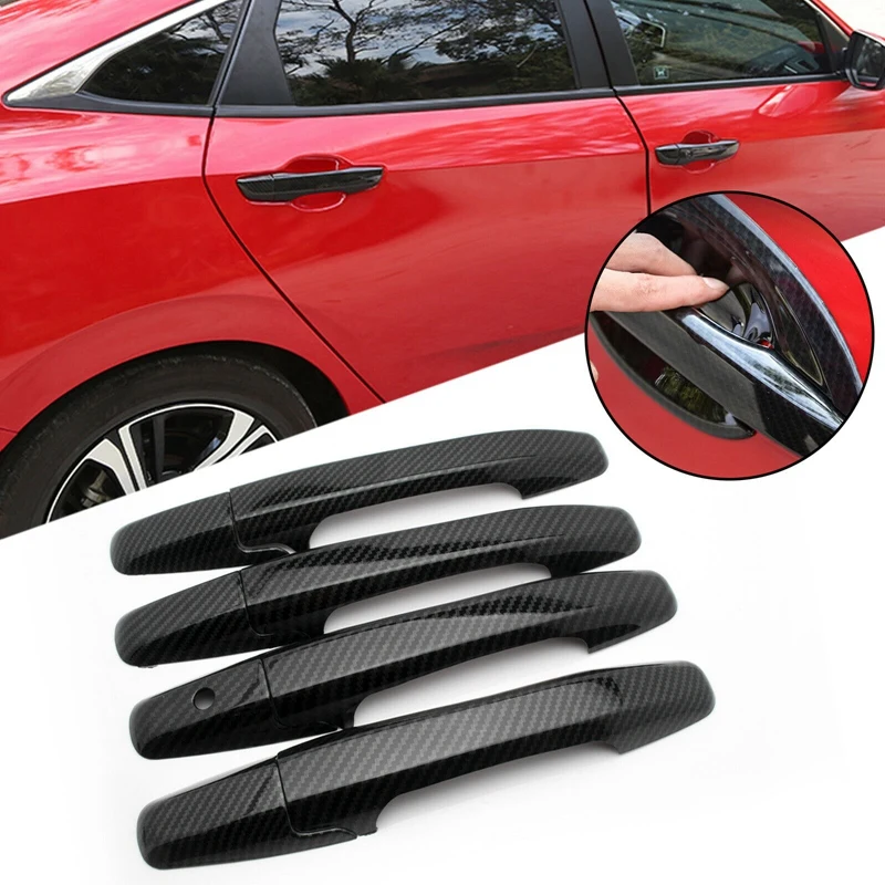 4 шт. автомобильный боковой двери ручка рамка Крышка Накладка для Honda Civic 2006-2011 стайлинга автомобилей из углеродного волокна