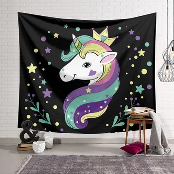 

Flower Unicorn Tapestry 3D Printing Tapestrying Rectangular Home Decor Wall Hanging 08