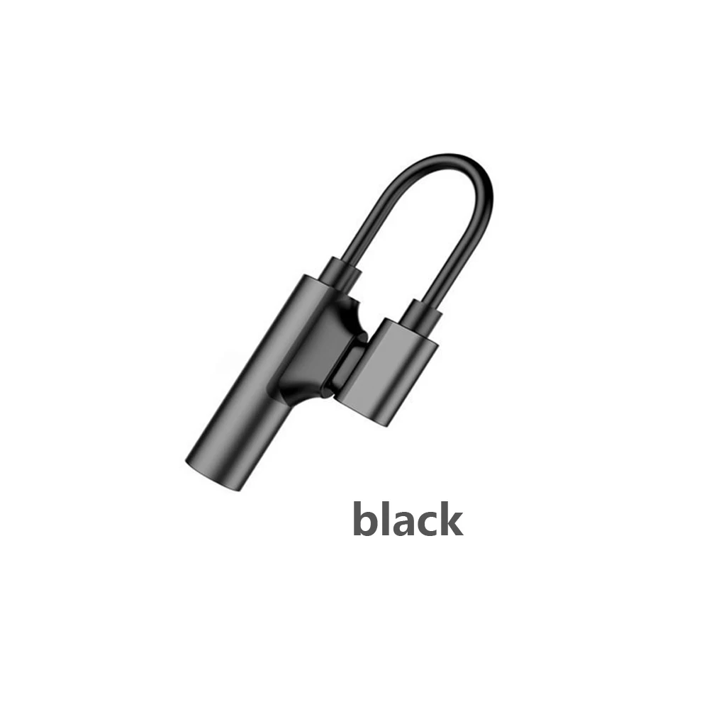 2 в 1, USB C, аудио кабель, Тип C, освещение, 3,5 мм, разъем, Aux, наушники, вызов, музыка, зарядный адаптер для Iphone, samsung, huawei, Xiaomi - Цвет: 2in1 Type-c Black