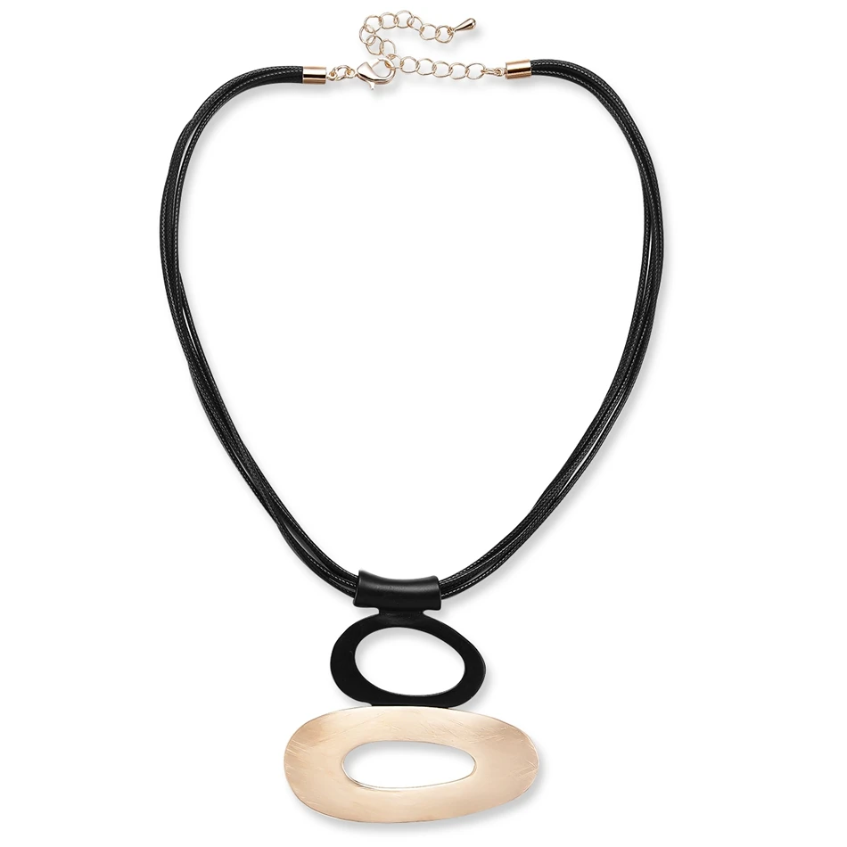 Кожаные Геометрические Чокеры ожерелье винтажное массивное ожерелье s$ кулоны женские модные ювелирные изделия collares mujer kolye bijoux - Окраска металла: LG542