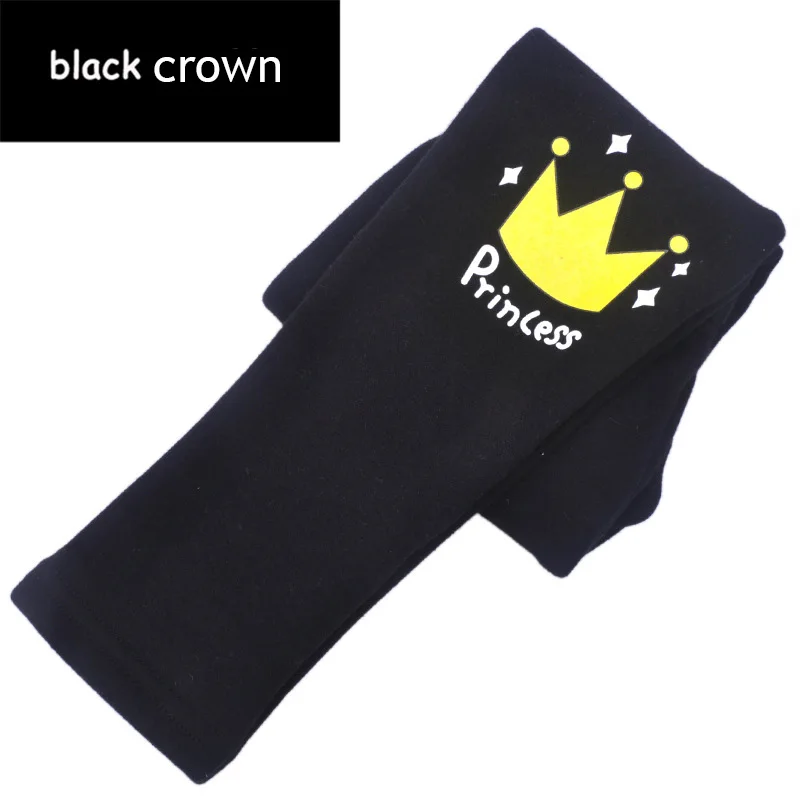 black crown Леггинсы для девочек; зимние Утепленные хлопковые флисовые Детские теплые длинные брюки; детская повседневная одежда; зимние леггинсы для девочек - Цвет: black crown