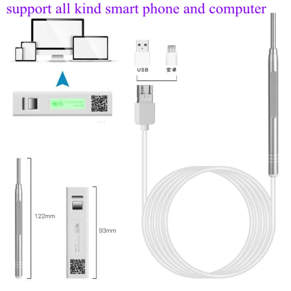 3.9mm 720P HD Visual Earscope Cleaner WIFI Ear Pick Endoscope Earwax Removal Wireless Otoscope Camera 3 9mm 3mp hd earscope cleaner wireless wifi ear pick endoscope earwax removal otoscope cmos borescope digital microscope camera