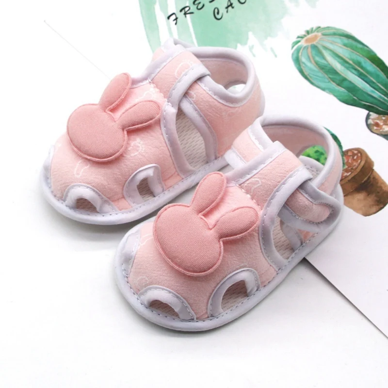 

0-18 Months Children Soft-Soled Princess Crib shoes Rabbit Pattern Prewalkers Summer Girl Hollow Plaid Baby Shoes