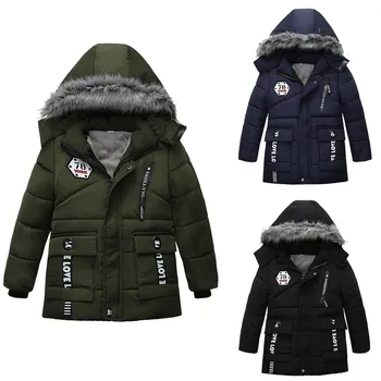 

Winter Coats Jacket Letter Print Hooded Zip Winter Snowsuits Long Sleeve Warm Jacket Clothes Y815
