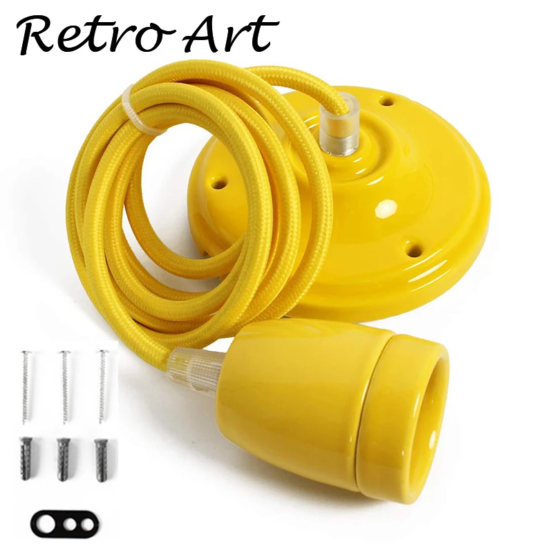 

Ceramic Pendant Lamp Socket E27 with Fabric lamp cord vintage pendant lamp kit