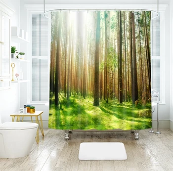 

3D Thicken Waterproof Thickened Bath Curtain Garden Flower Shower Curtains Beauty Nature Bamboo Stream Bathroom Curtain