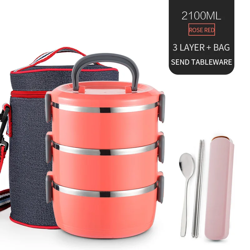 3 Layer Set Orange WORTHBUY японский тепловой Ланч-бокс для детей из нержавеющей стали контейнер для еды герметичный Bento box Детская школьная коробка для еды - Цвет: 3 Layer Set Orange