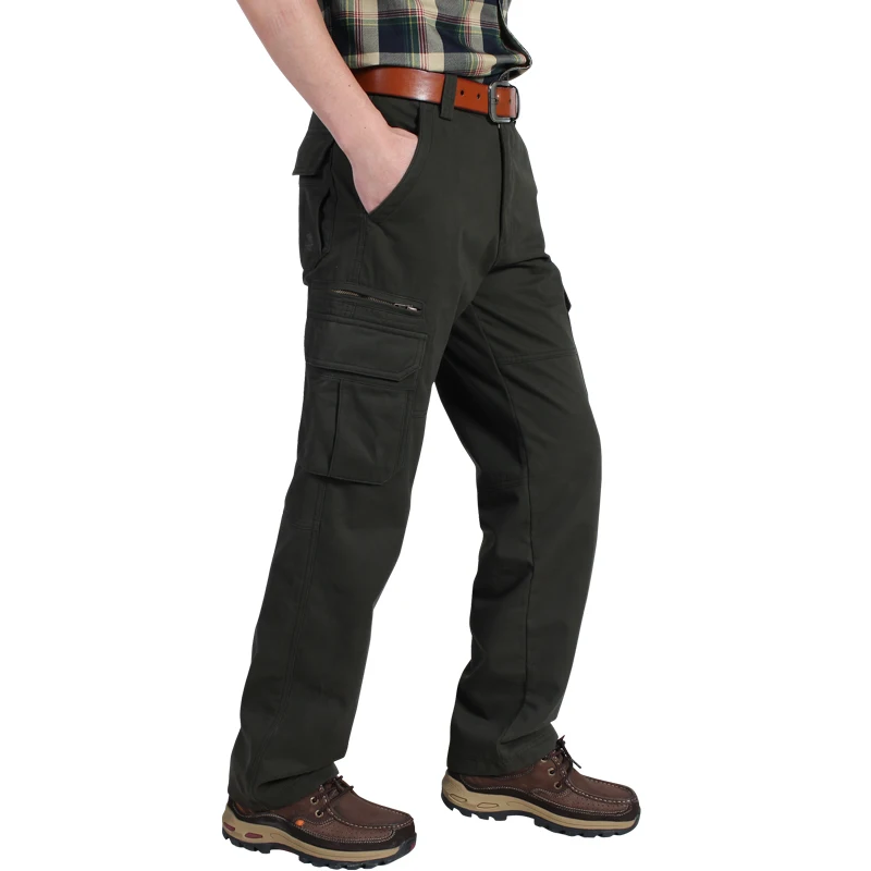 AFS JEEP брендовые осенне-зимние флисовые брюки карго мужские толстые теплые длинные военные брюки размера плюс pantalon hombre тактические брюки - Цвет: Армейский зеленый