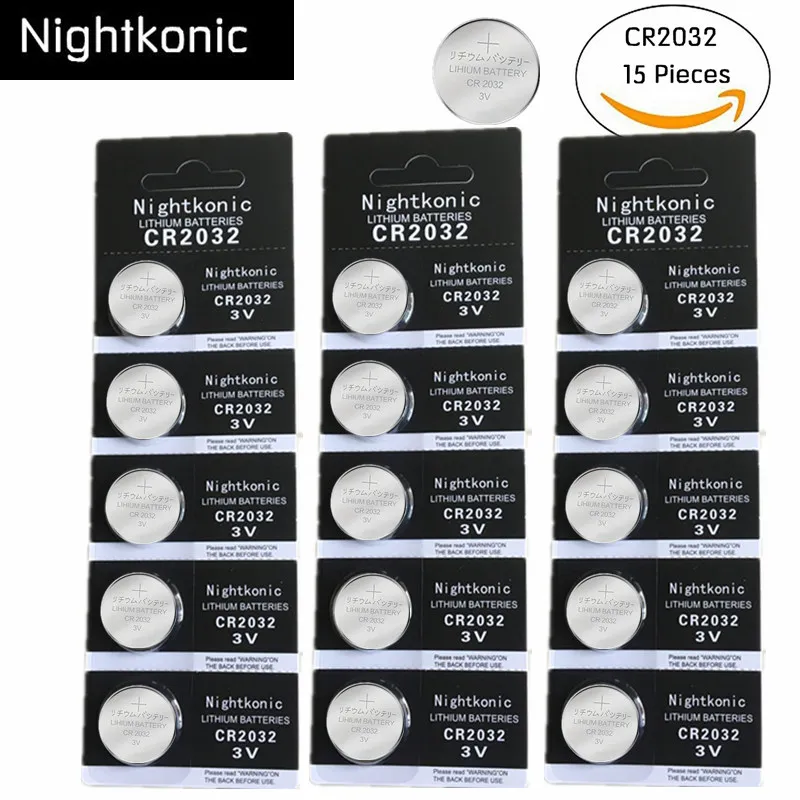 Nightkonic (3 упаковки) 15 шт. CR2032 батарея 3 в литиевые батареи BR2032 DL2032 ECR2032 CR 2032 кнопочная