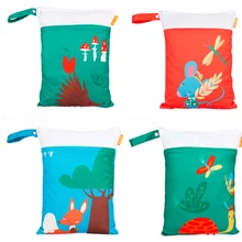 1 шт. детские сумки для подгузников Многоразовые водонепроницаемые модные принты влажная сухая сумка для подгузников двойной карман тканевые сумки с ручками