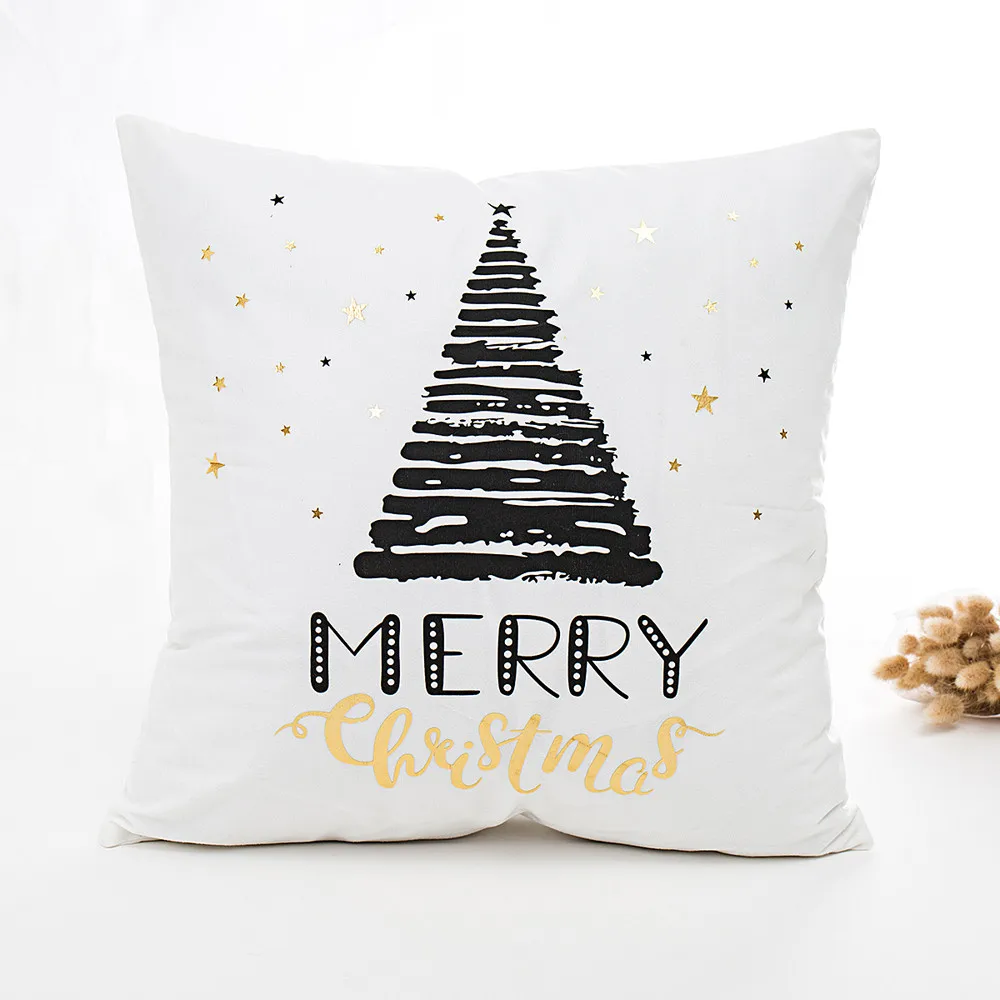 Счастливого Рождества печать золотой фольгой подушка для дивана Талия диванных подушек Чехлы для подушек домашний декор наволочка Housse coussin - Цвет: A