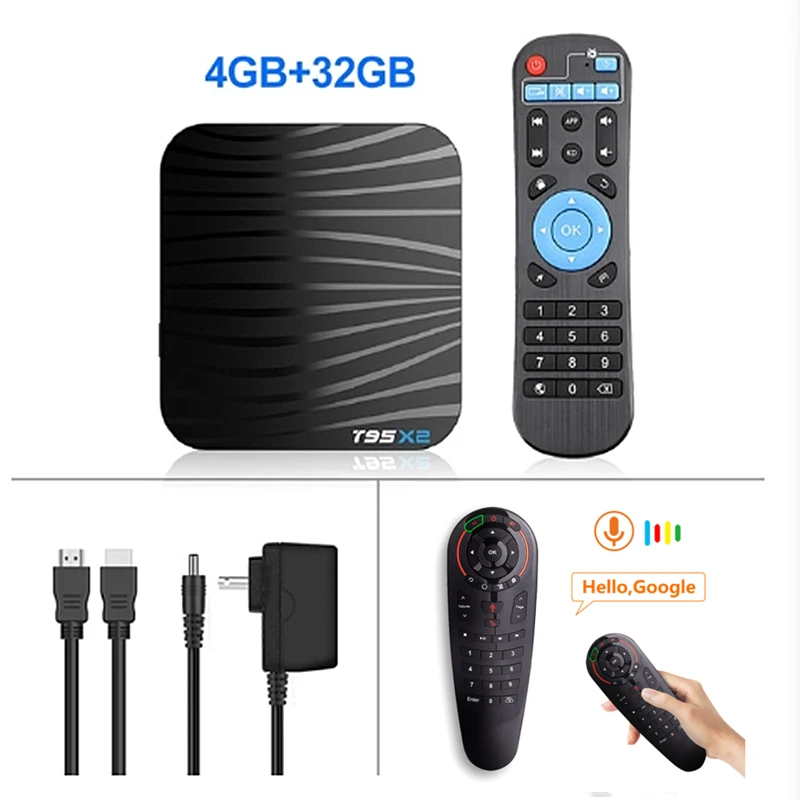 Android 9,0 Smart tv BOX T95X2 4 Гб 64 Гб четырехъядерный процессор Amlogic S905X2 H.265 4K медиаплеер Youtube телеприставка T95 X2 - Цвет: 4GB32GB G30S