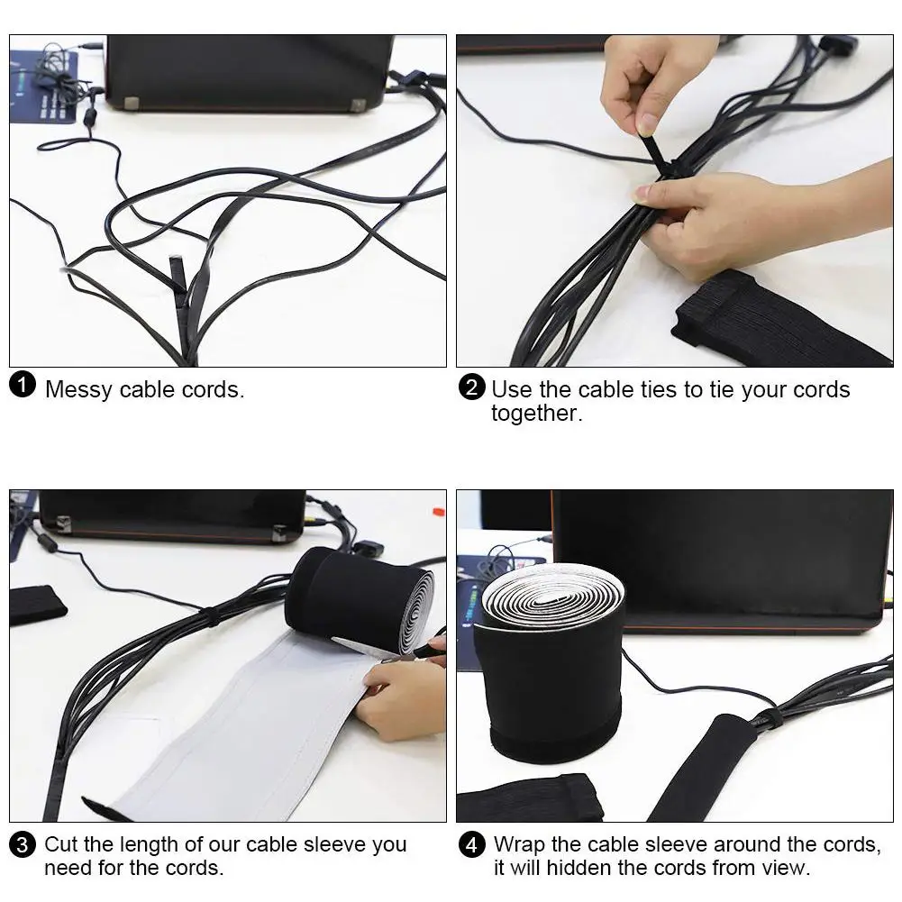 Cable Holder Organizer Flexible Tube Cable Organizer Wire Management Cord  Protector Cable Winder For TV Computer Office