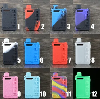 

10pcs/lot silicone case Protective Rubber Sleeve sticker Skin Shield leather Wrap Texture Cover for smok fetch mini 40w