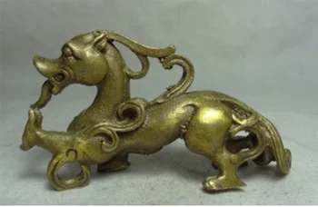 

Chinese Pure Brass FengShui Wealth Dragon Unicorn PiXiu Statue Animal Sculpture