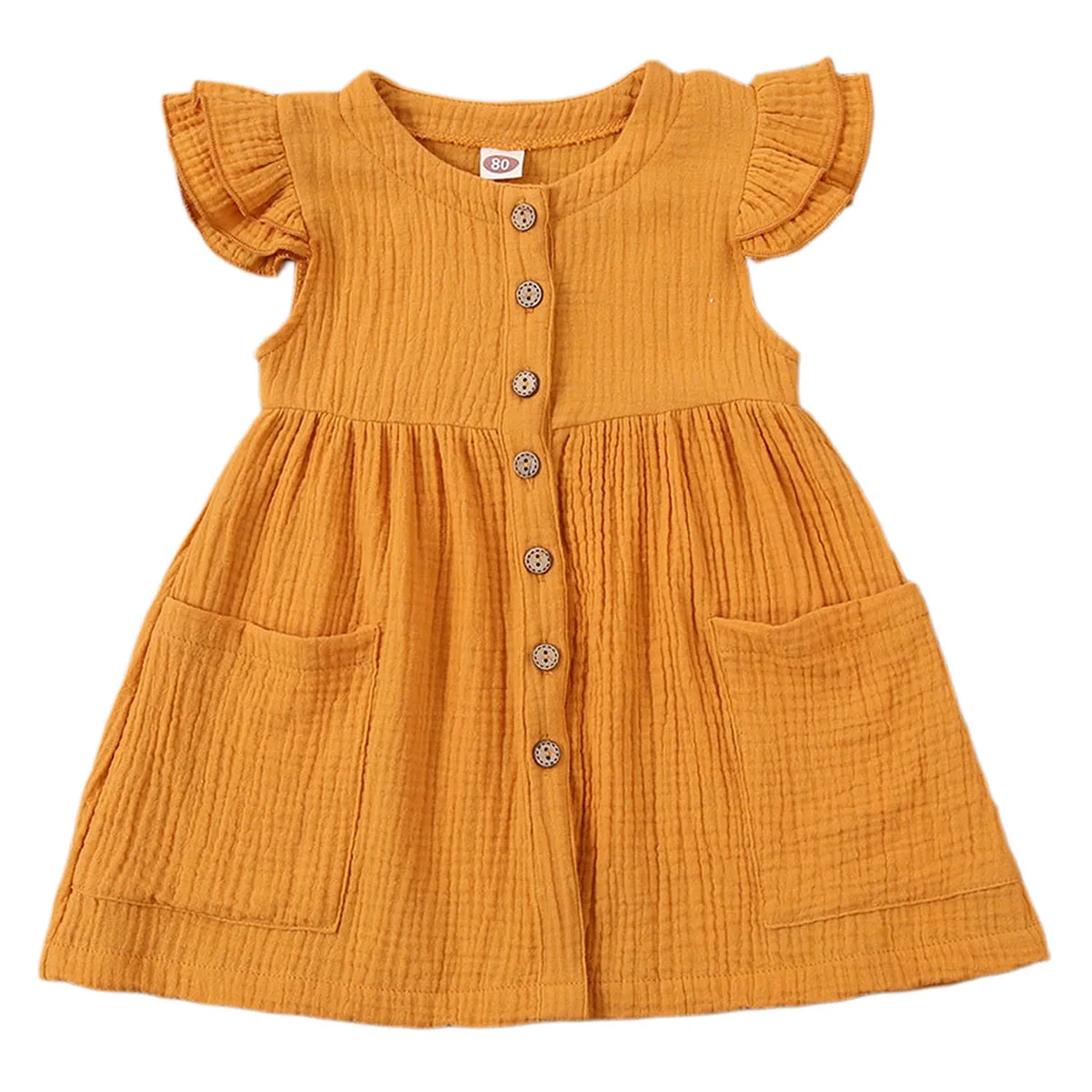 Ma&Baby 1-6Y Summer Toddler Kid Baby Girl Dress Ruffles Sleeves Party Dresses Children Girls  Button Pocket Dress D35 baby dresses for wedding Dresses