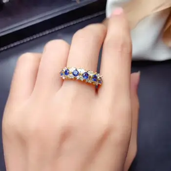 

925 Sterling Silver 100% Natural And Real Sapphire Gemstone Wedding Engagement Rings for Women Fine Jewelry Gift Wholesale