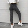 Tight Elastic Jeans Women's Feet Pants Nine Pants Distressed 2022 Autumn Winter Vintage High Waist Denim Trousers Women Gray ► Photo 2/6