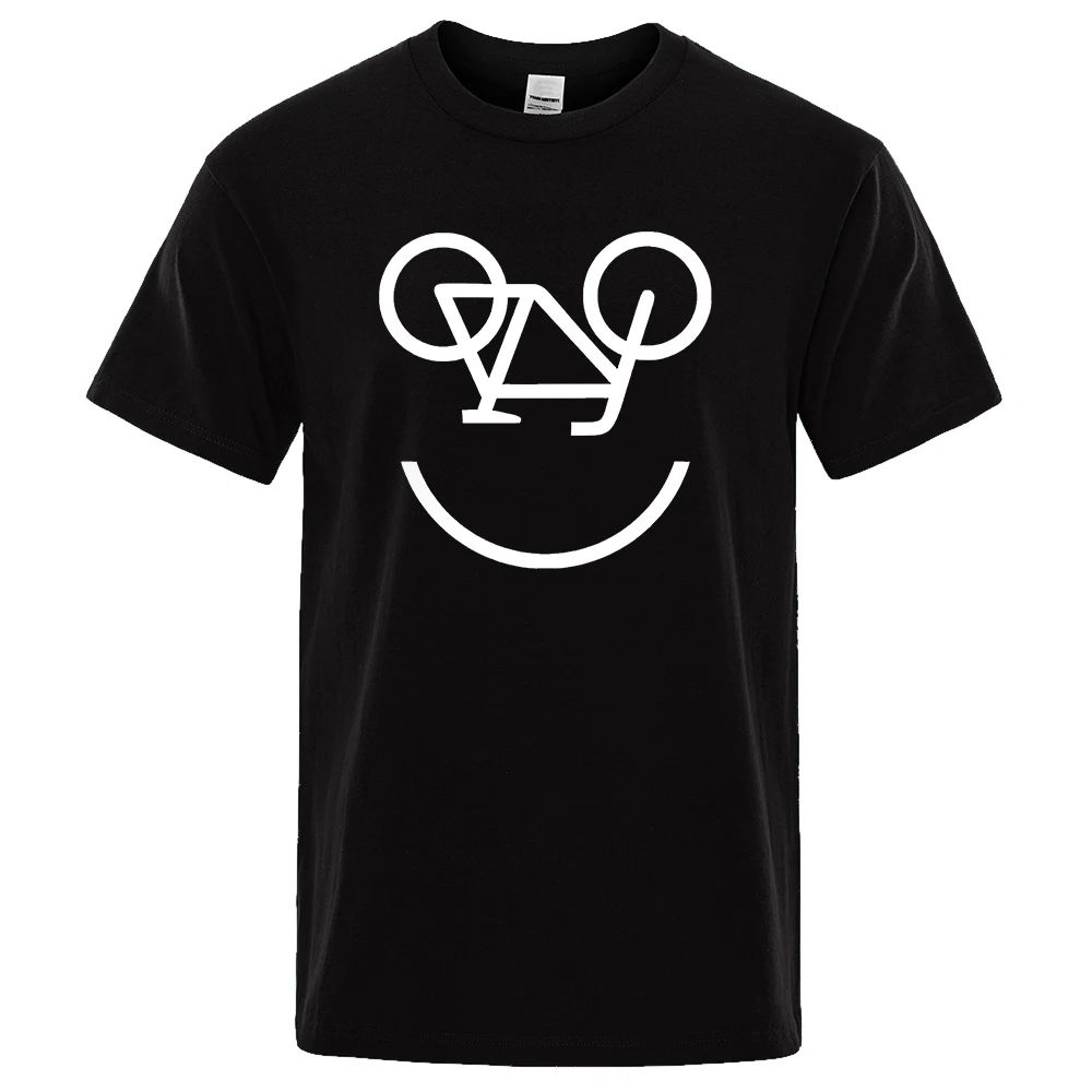 Camiseta hombre estampado bicicleta divertido top cómodo_voghion.com