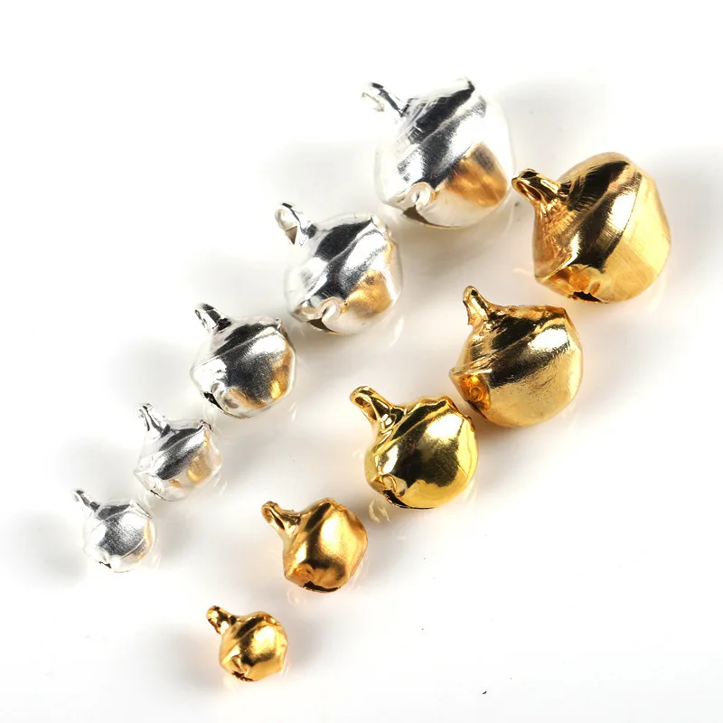 Christmas Decorations Jingle Bells Gold Silver Iron Pendant Hanging Christmas Tree Ornaments DIY Craft Handmade Accessories 50Pcs