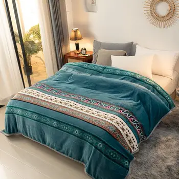 

20Soft Warm Fleece Flannel Blankets For Beds Throw Sofa Cover Bedspread Winter Plaid Blankets Double thickened blanket